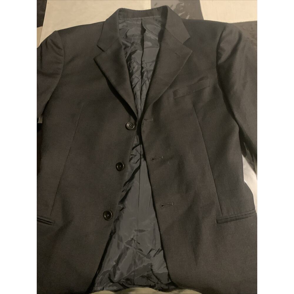 ARMANI Blazer COLLEZIONI Black stripe Wool Sz 42R